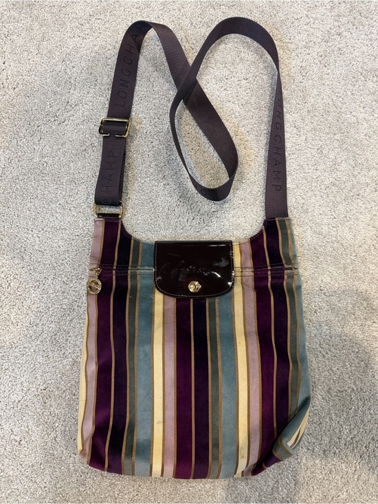 Longchamp Handbags - Vintage Longchamp “Modèle Déposé” velvet striped Crossbody Bag